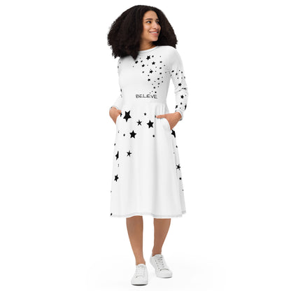 Long sleeve midi Believe dress