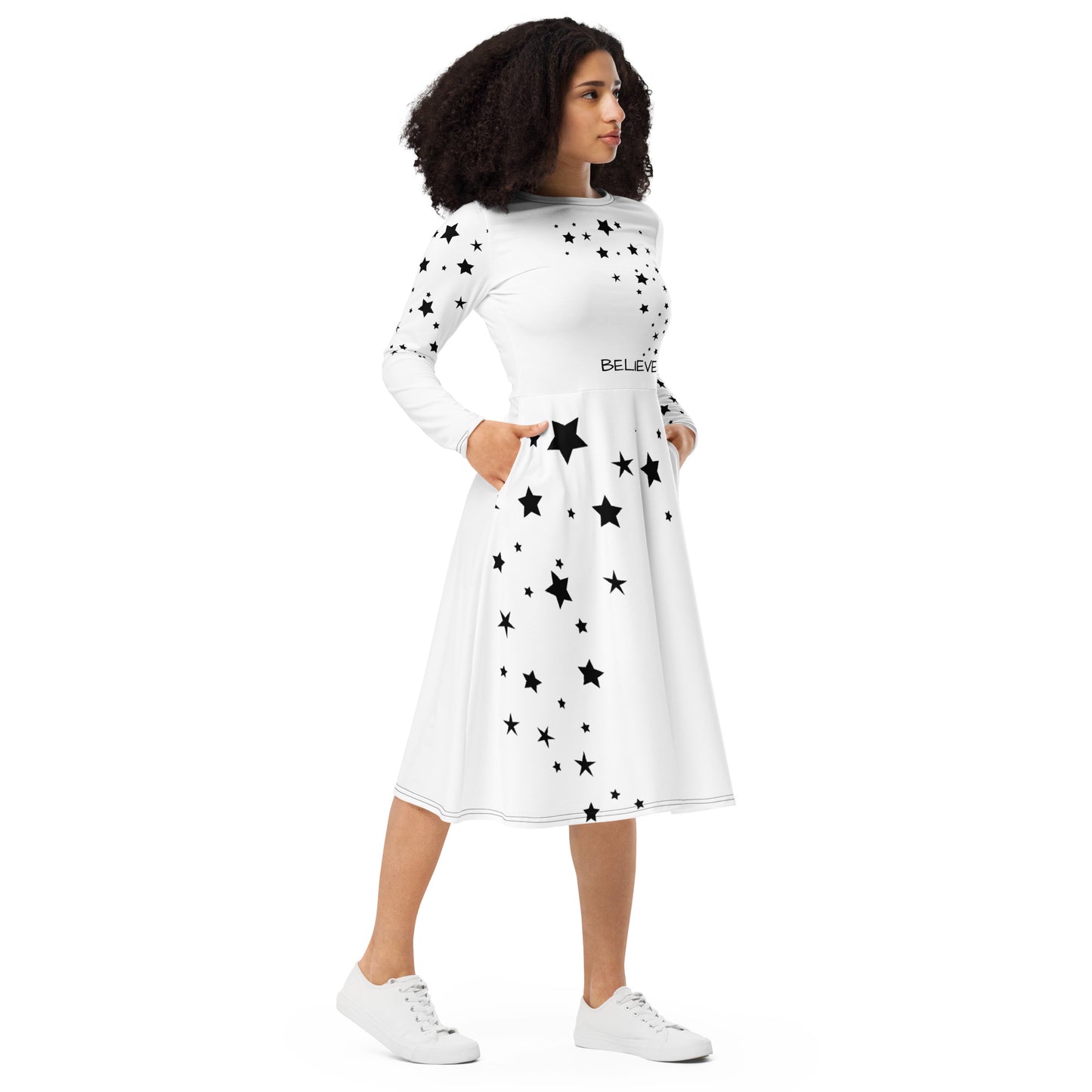 Long sleeve midi Believe dress