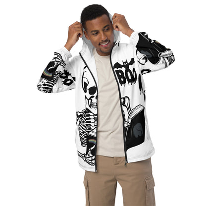 Skeleton Boo Book Halloween Men’s windbreaker