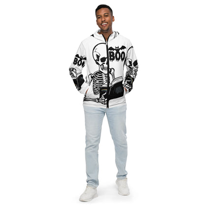 Skeleton Boo Book Halloween Men’s windbreaker