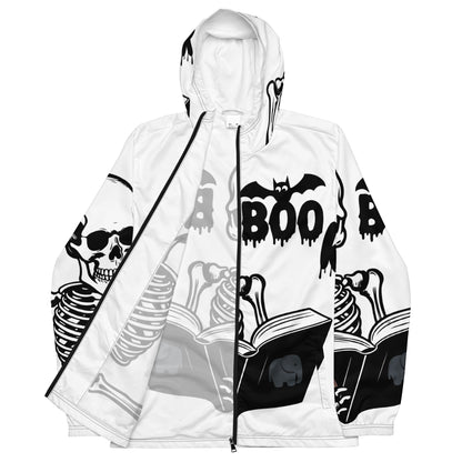 Skeleton Boo Book Halloween Men’s windbreaker