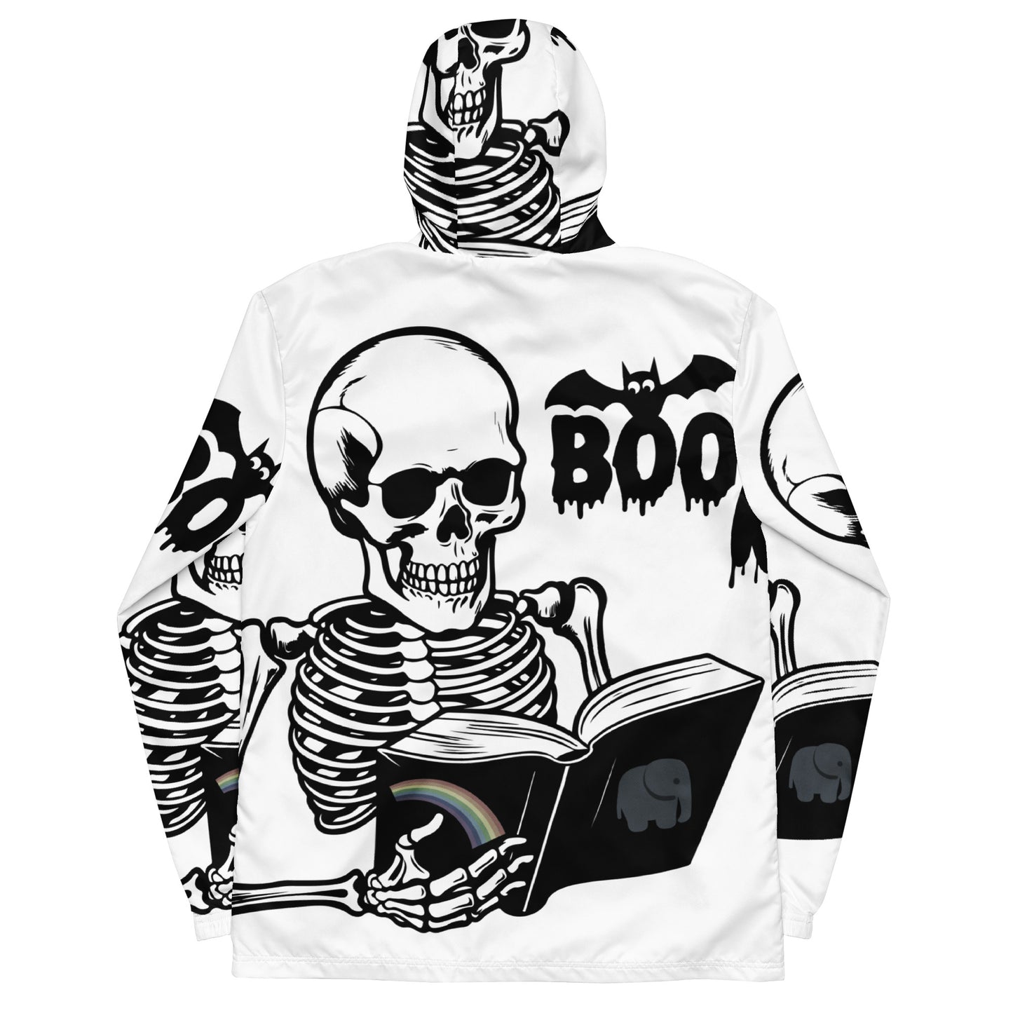 Skeleton Boo Book Halloween Men’s windbreaker