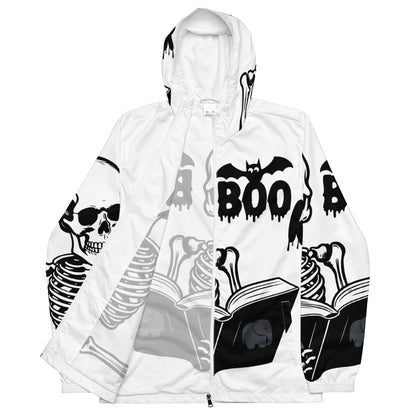 Skeleton Boo Book Halloween Men’s windbreaker