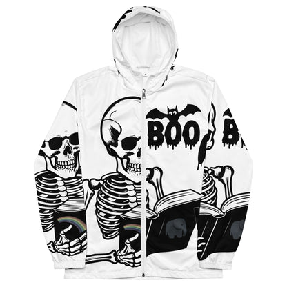 Skeleton Boo Book Halloween Men’s windbreaker