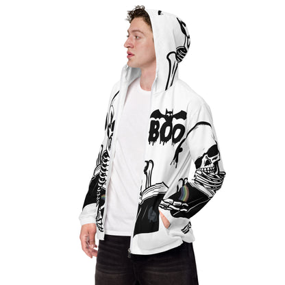 Skeleton Boo Book Halloween Men’s windbreaker