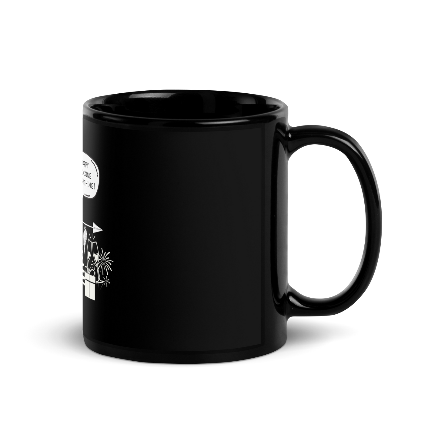 Happy Flocking Everything Black Glossy Mug