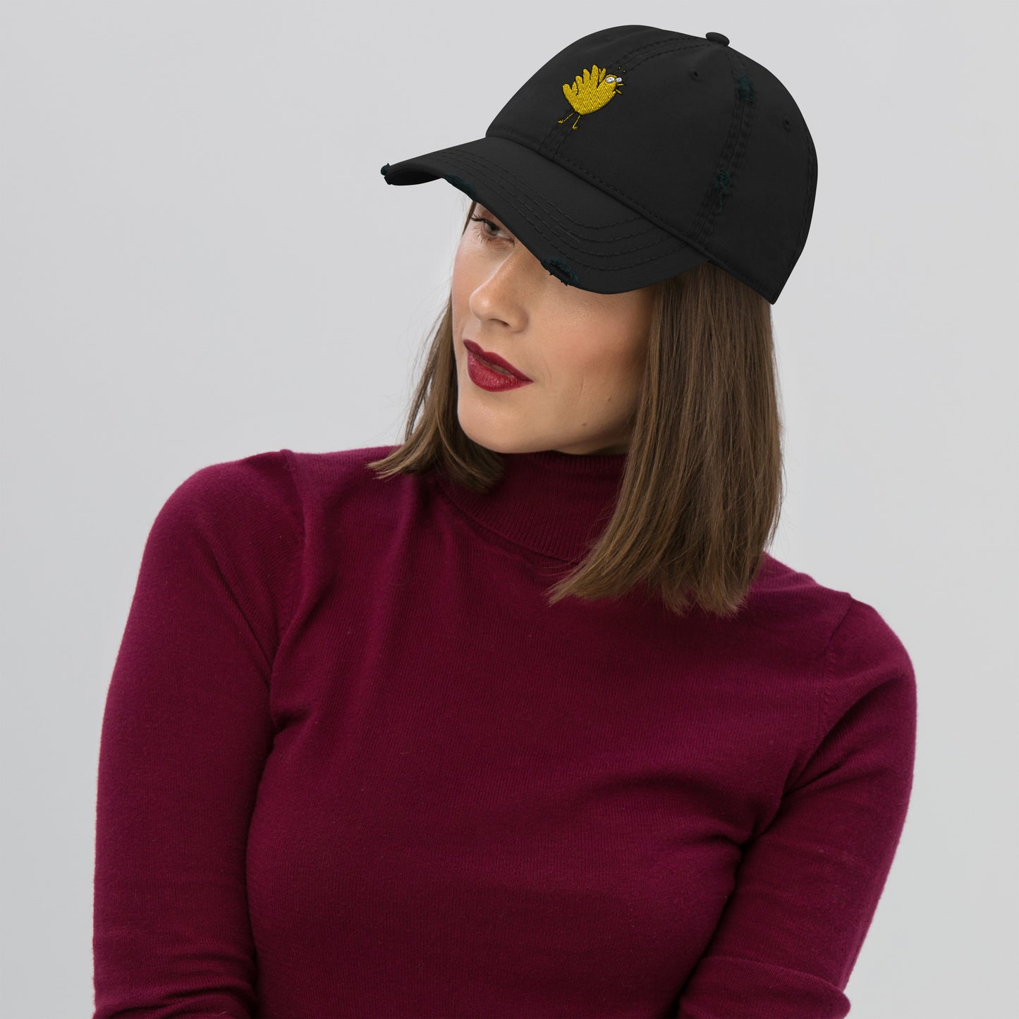 A Flocking Wise Bird Distressed Hat Logo (yellow)