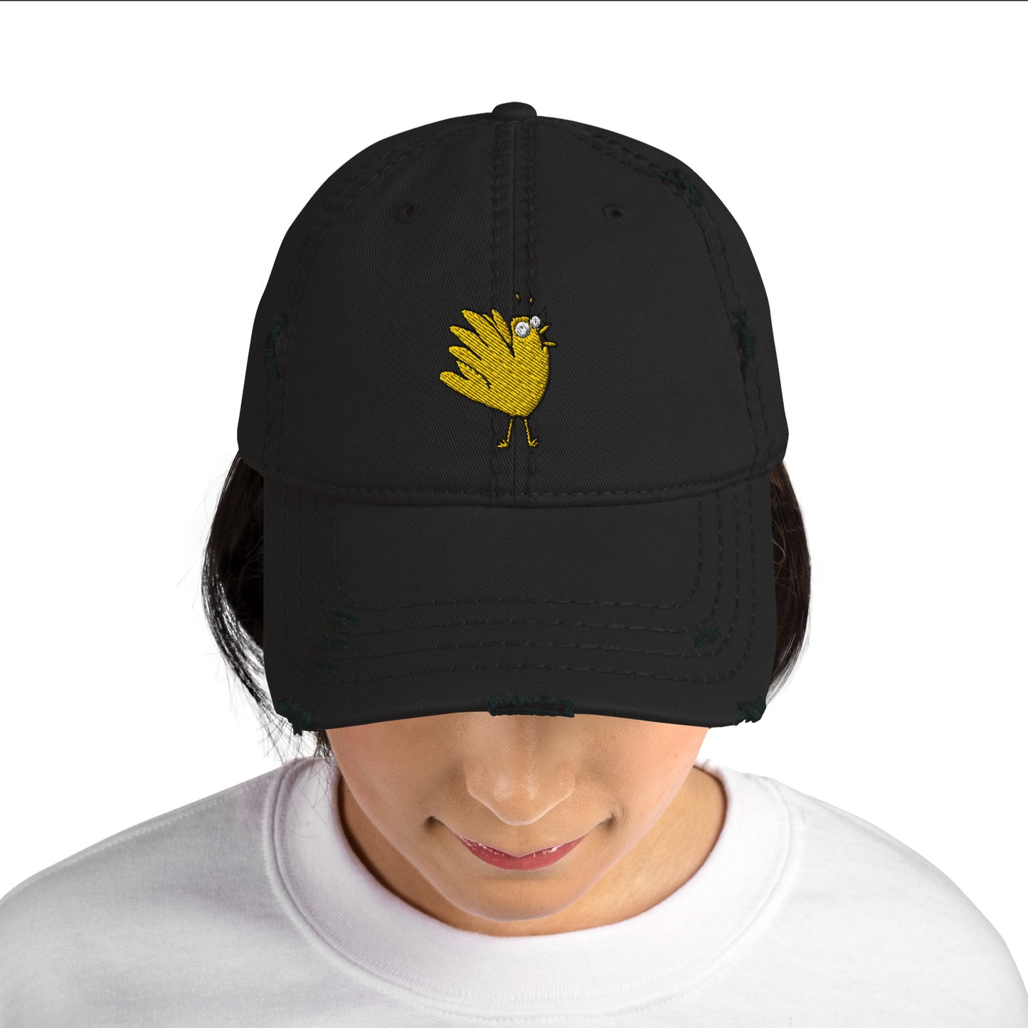 A Flocking Wise Bird Distressed Hat Logo (yellow)