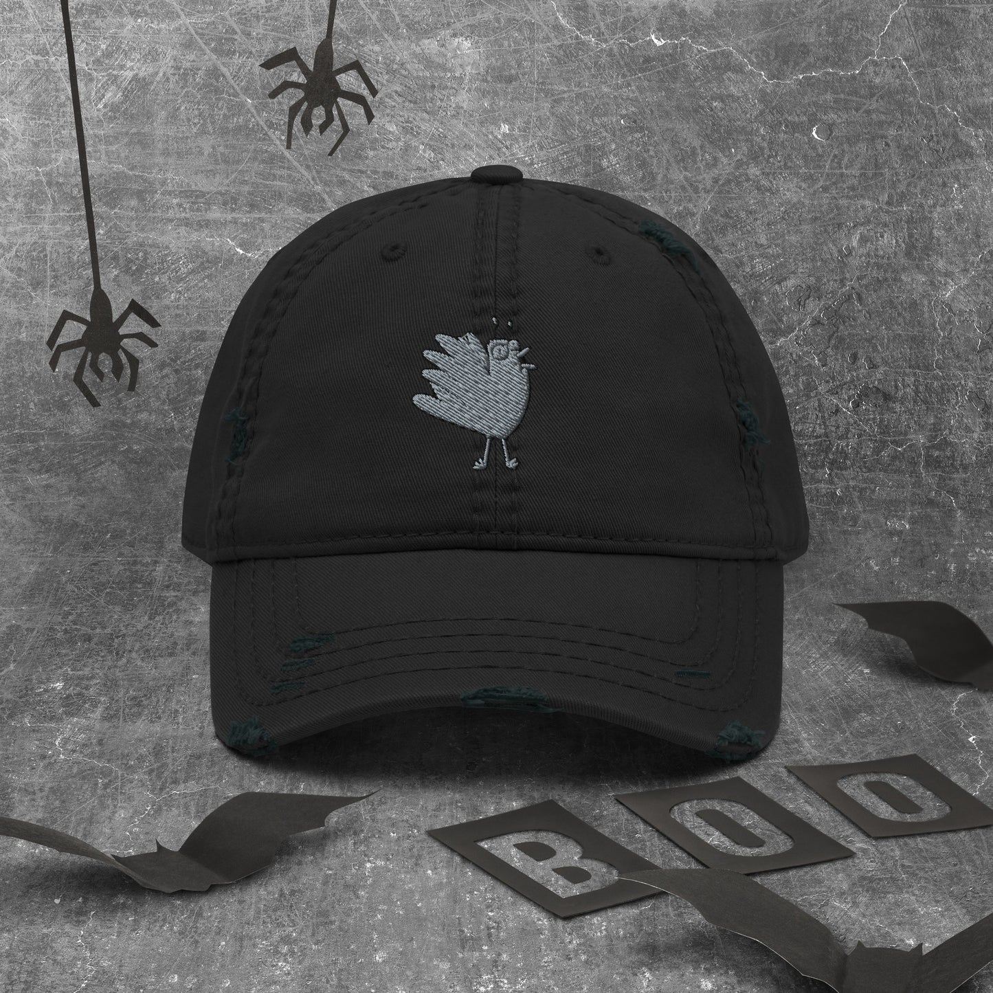 A Flocking Wise Bird Logo! Distressed Hat (gray logo right)