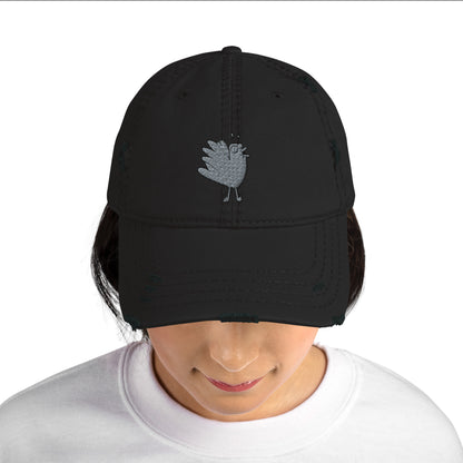 A Flocking Wise Bird Logo! Distressed Hat (gray logo right)