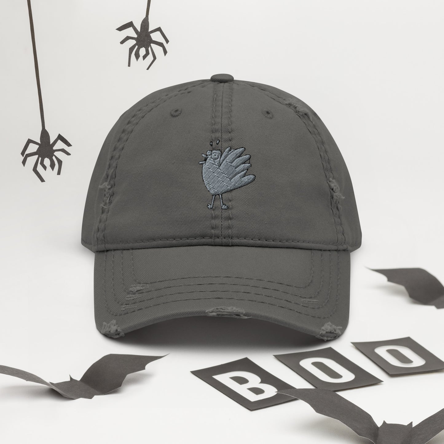 A Flocking Wise Bird! Distressed Hat (gray logo)