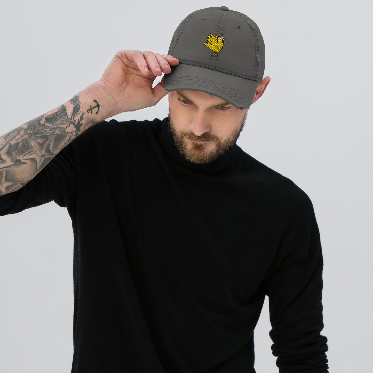 A Flocking Wise Bird Distressed Hat Logo (yellow)