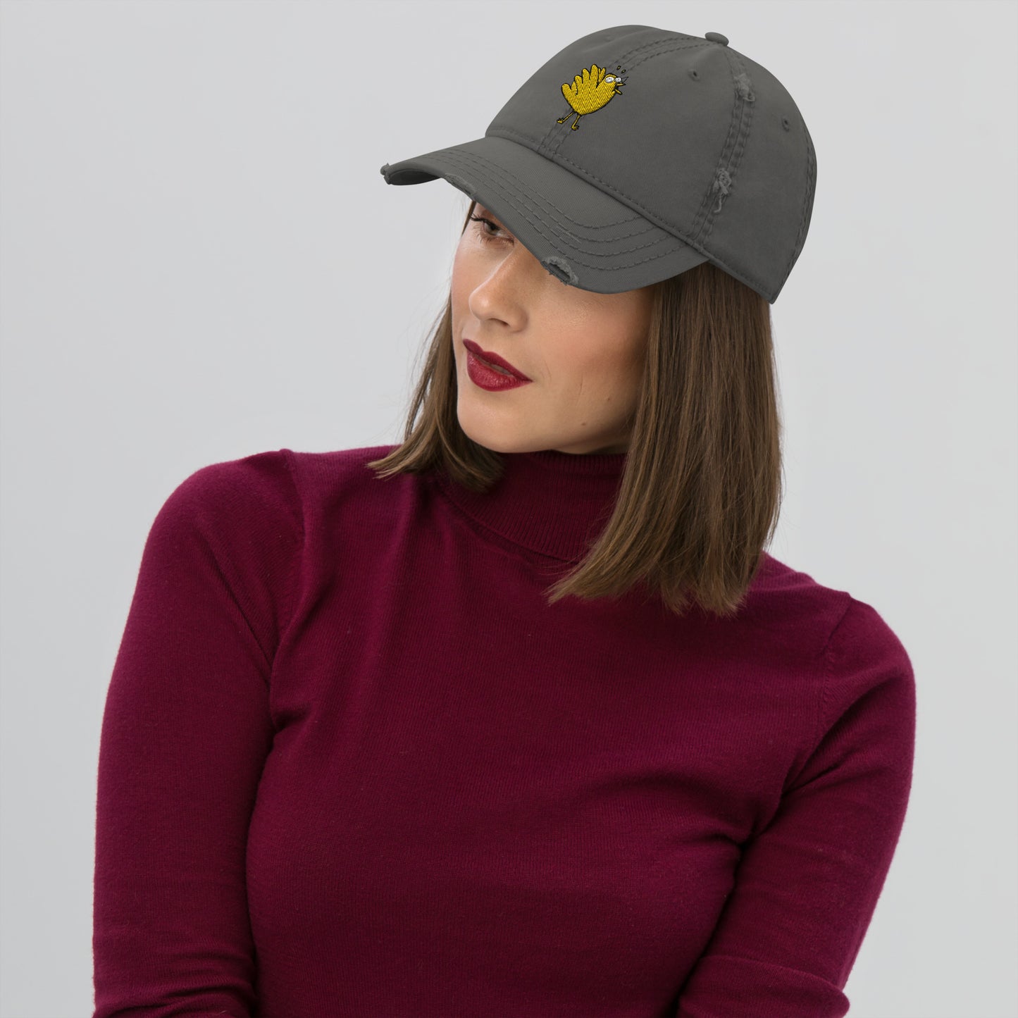 A Flocking Wise Bird Distressed Hat Logo (yellow)