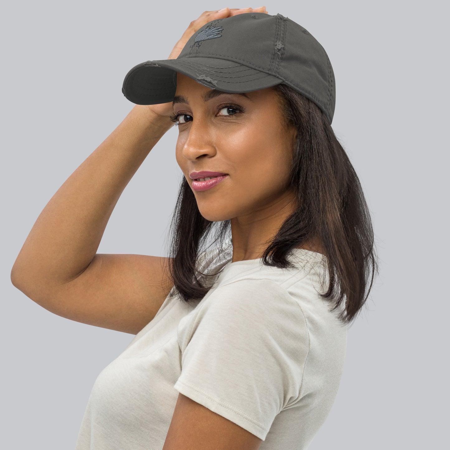 A Flocking Wise Bird! Distressed Hat (gray logo)