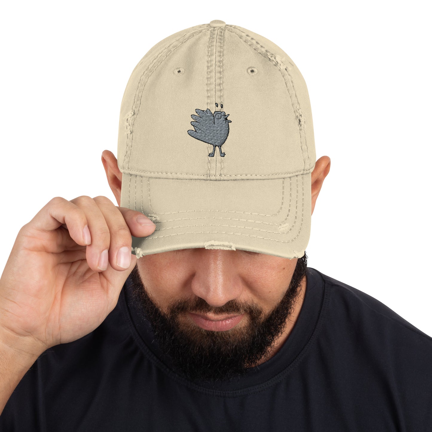 A Flocking Wise Bird Logo! Distressed Hat (gray logo right)