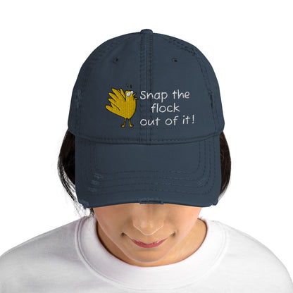 Snap the flock out of it! Distressed Hat (w/bird)