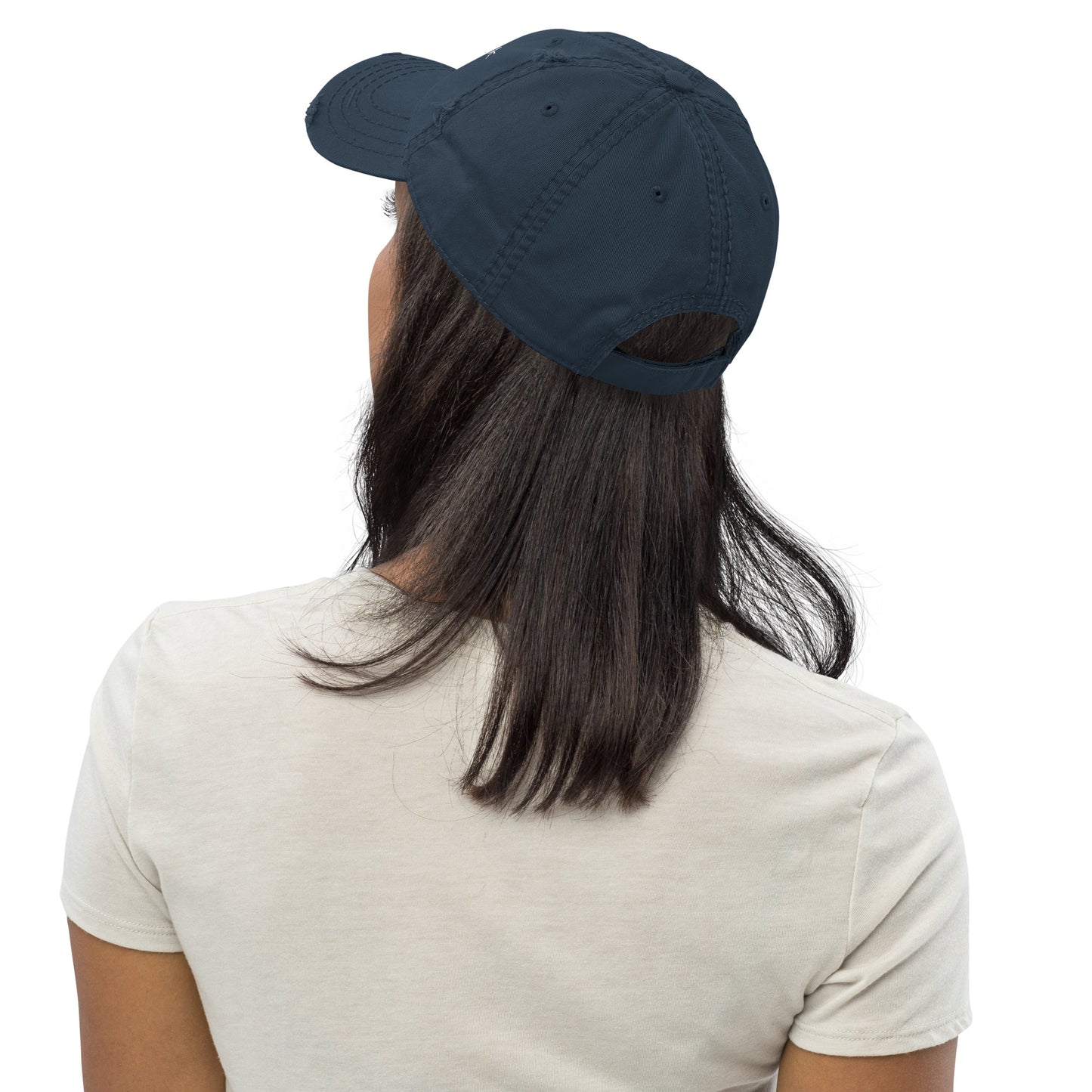 Snap the flock out of it! Distressed Hat (white font)