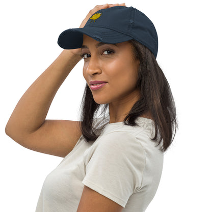 A Flocking Wise Bird Distressed Hat Logo (yellow)