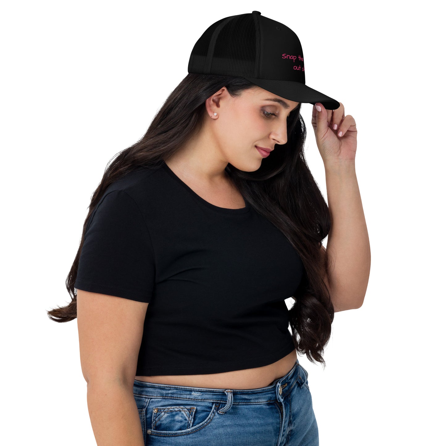 Snap the flock out of it! Trucker Cap (pink font)