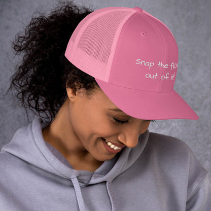 Snap the flock out of it! Trucker Cap (white font)