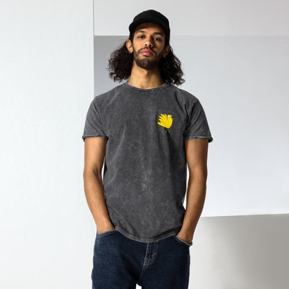 A Flocking Wise Bird Denim T-Shirt (yellow logo)