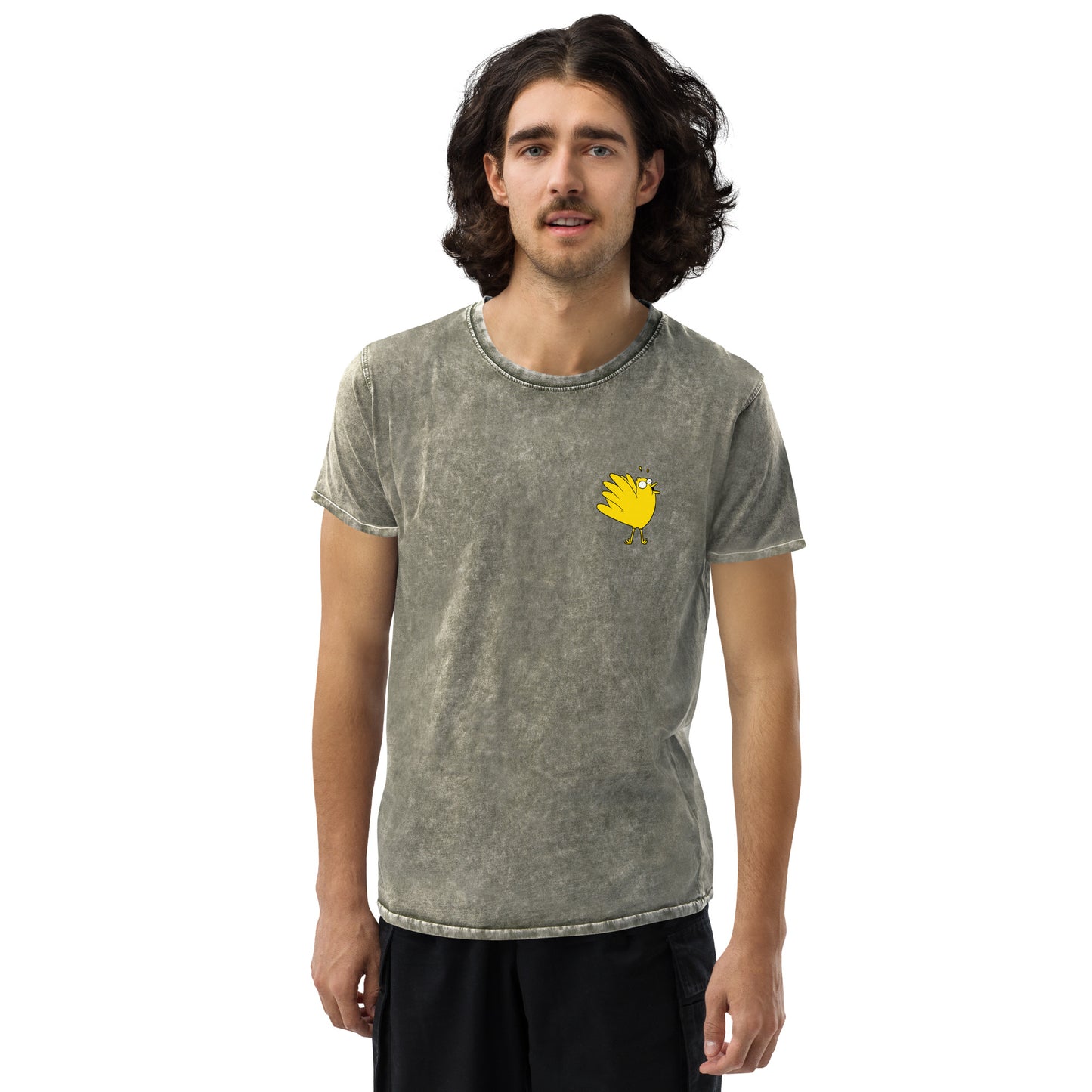 A Flocking Wise Bird Denim T-Shirt (yellow logo)