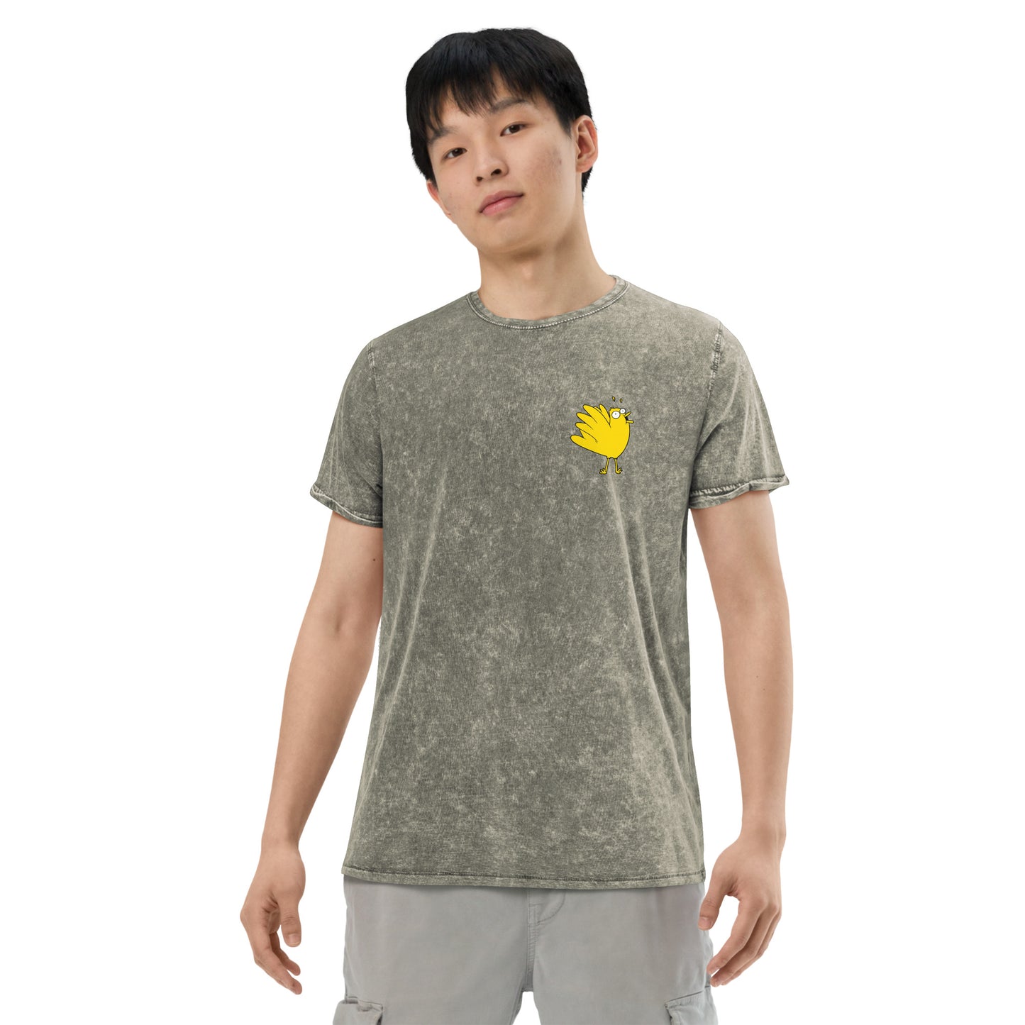 A Flocking Wise Bird Denim T-Shirt (yellow logo)