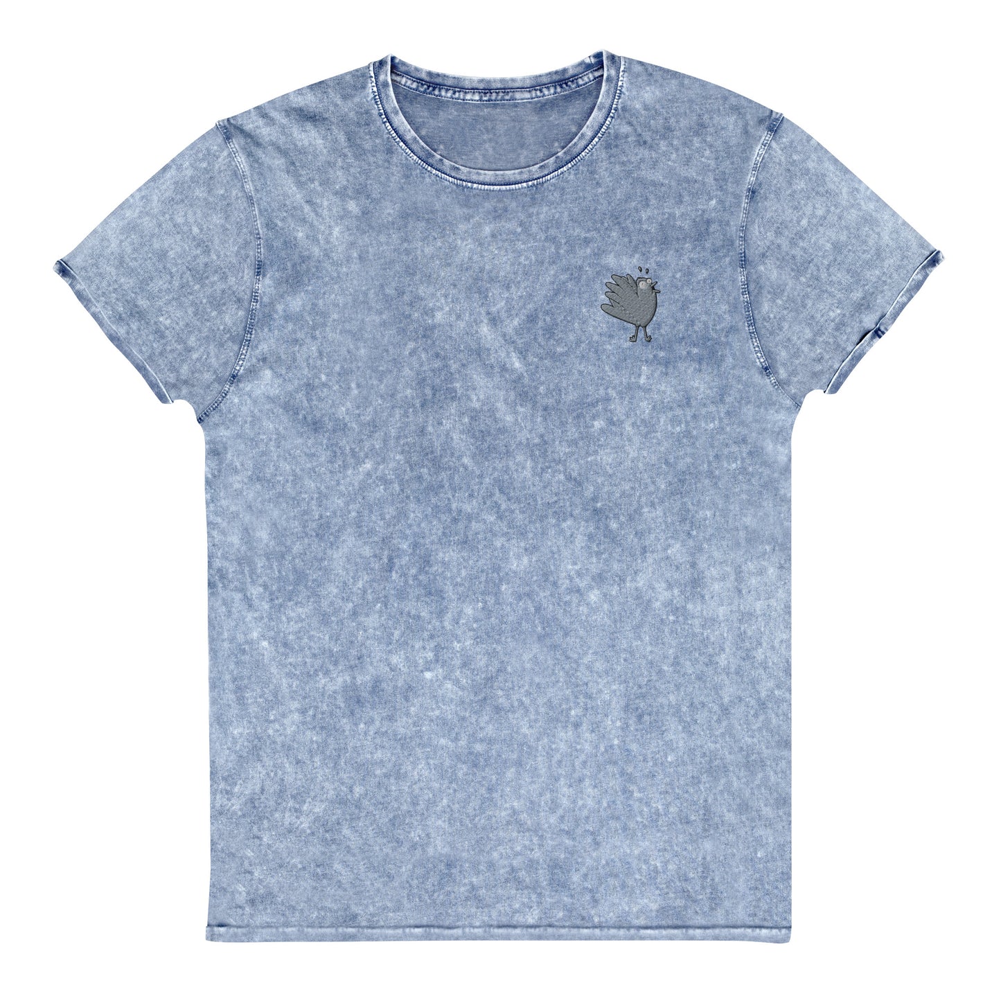 A Flocking Wise Bird Denim T-Shirt Grey Embroidered Logo