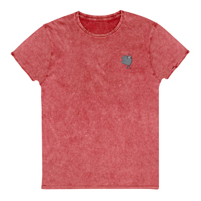 A Flocking Wise Bird Denim T-Shirt Grey Embroidered Logo