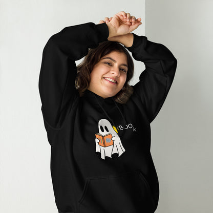 Halloween Boo Book Unisex Hoodie (medium graphic white font)