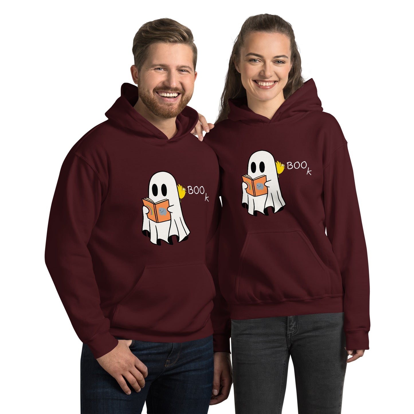 Halloween Boo Book Unisex Hoodie (medium graphic white font)