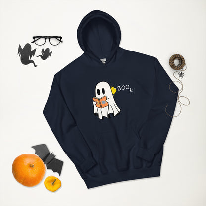 Halloween Boo Book Unisex Hoodie (medium graphic white font)