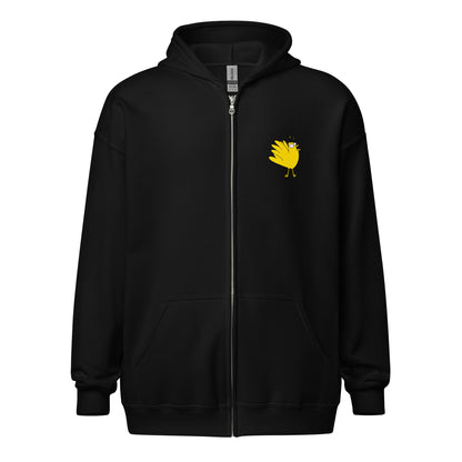 A Flocking Wise Bird Unisex heavy blend zip hoodie (yellow logo)