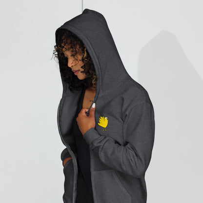 A Flocking Wise Bird Unisex heavy blend zip hoodie (yellow logo)