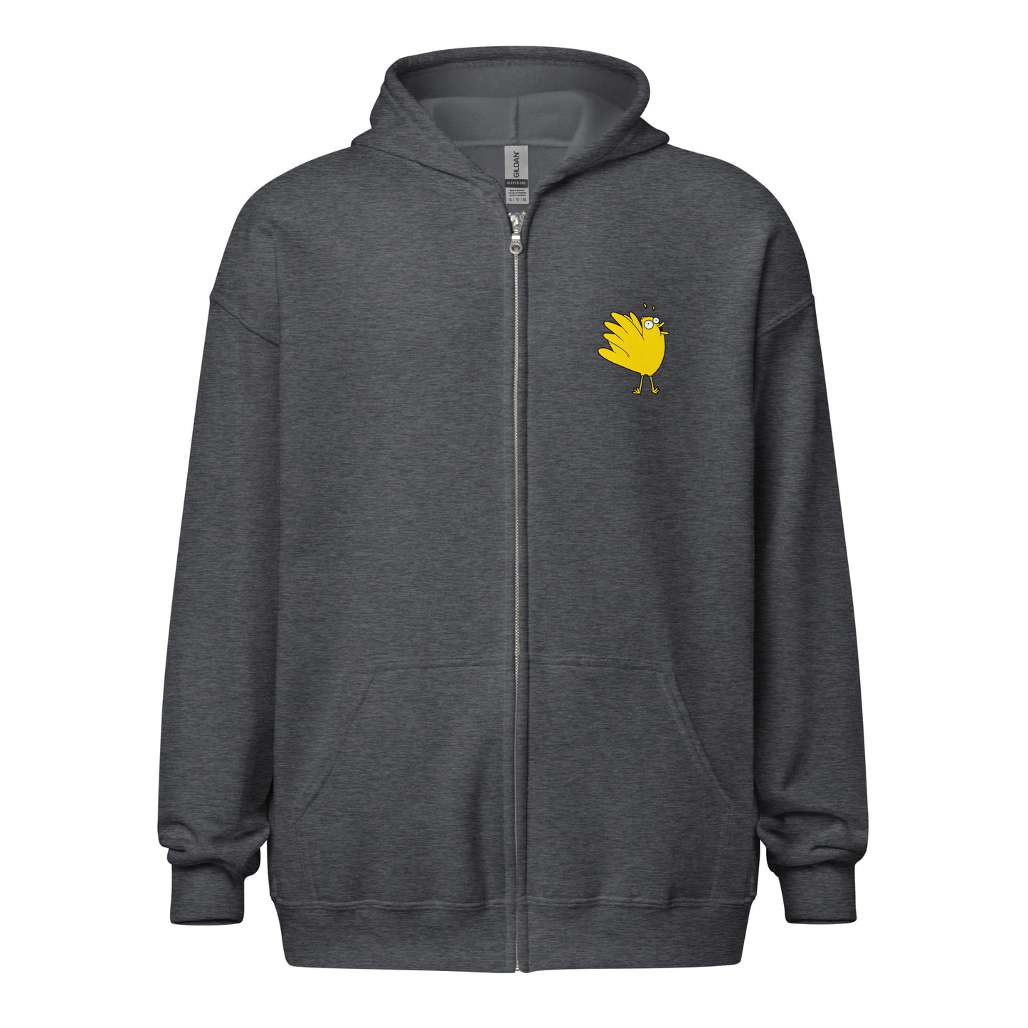 A Flocking Wise Bird Unisex heavy blend zip hoodie (yellow logo)