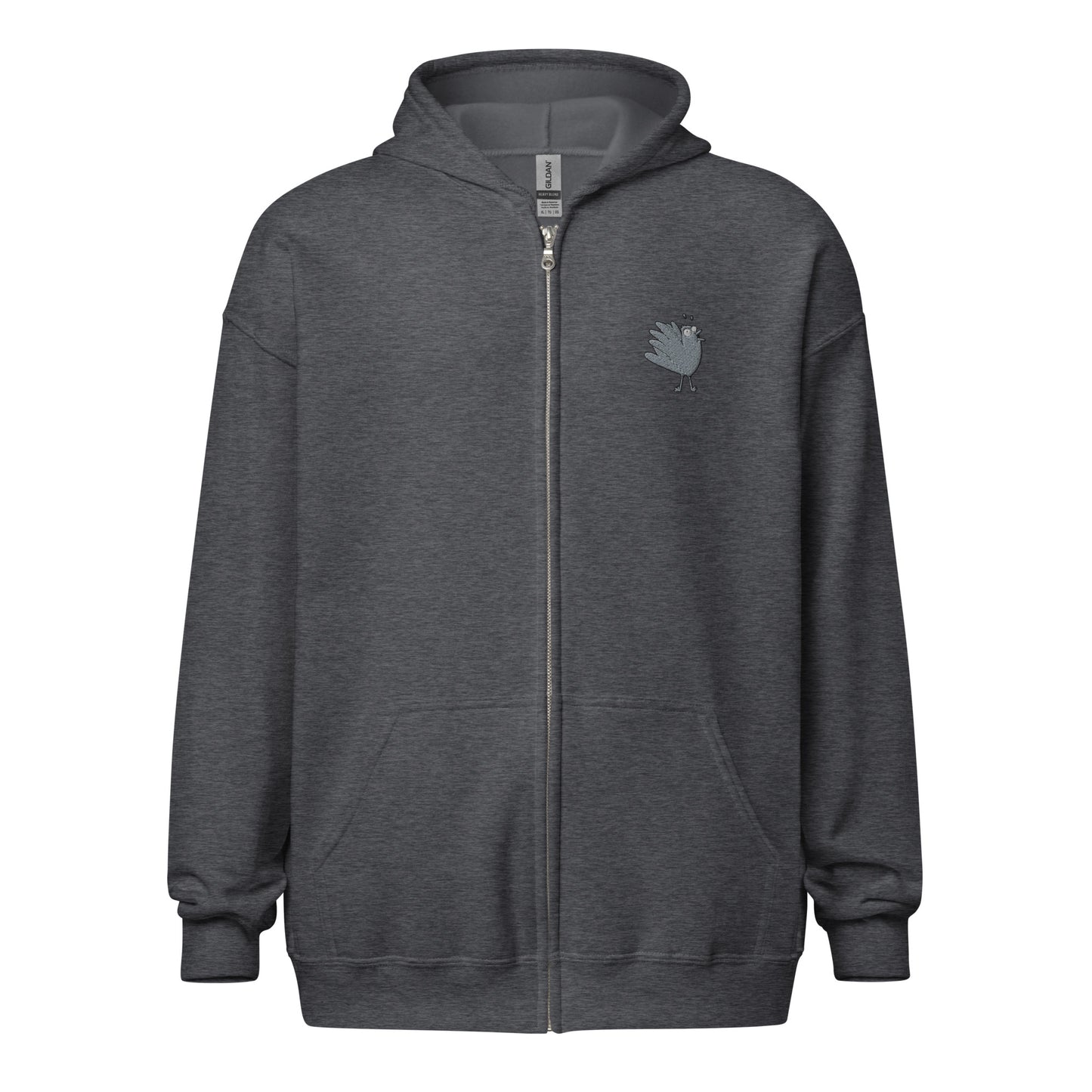 A Flocking Wise Bird Unisex heavy blend zip hoodie (Grey Embroidered Logo)