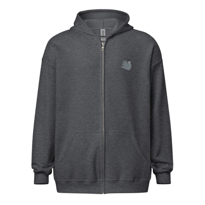 A Flocking Wise Bird Unisex heavy blend zip hoodie (Grey Embroidered Logo)