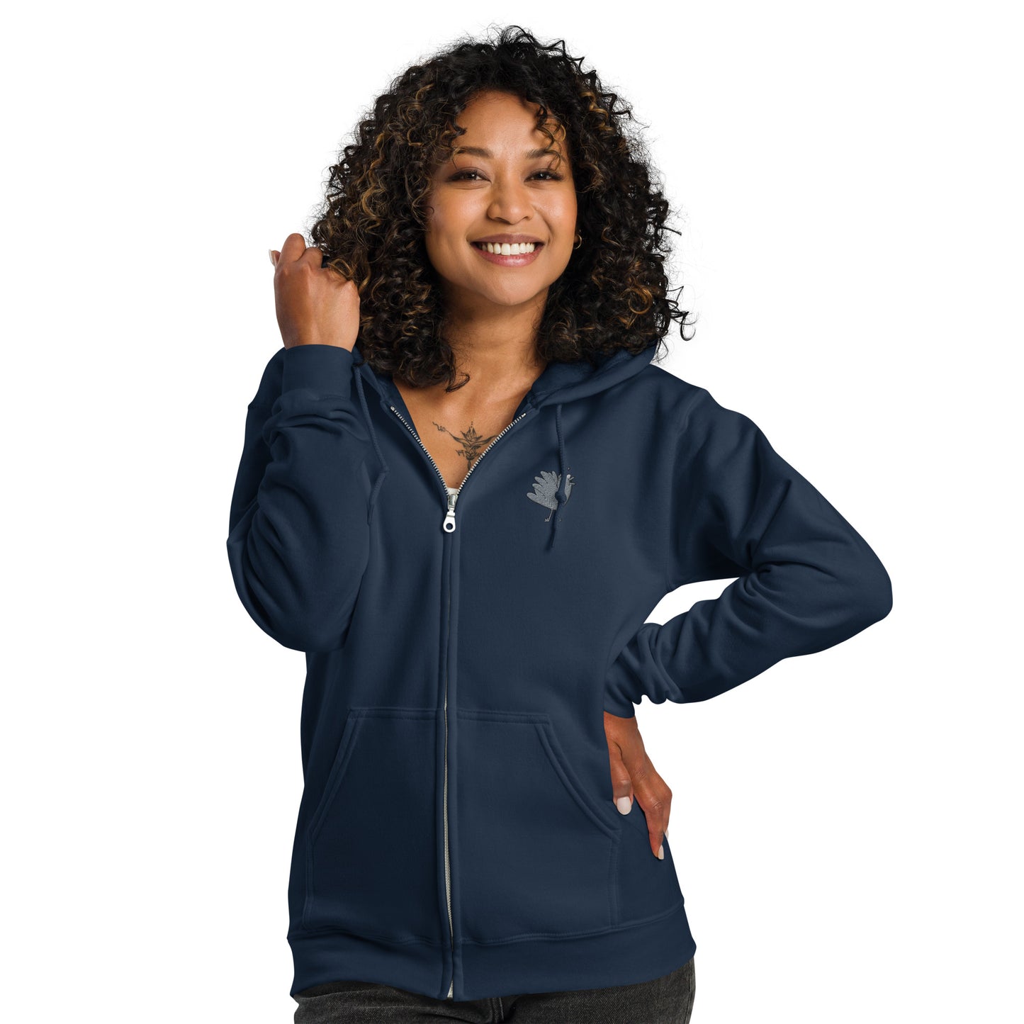 A Flocking Wise Bird Unisex heavy blend zip hoodie (Grey Embroidered Logo)