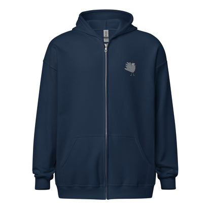 A Flocking Wise Bird Unisex heavy blend zip hoodie (Grey Embroidered Logo)