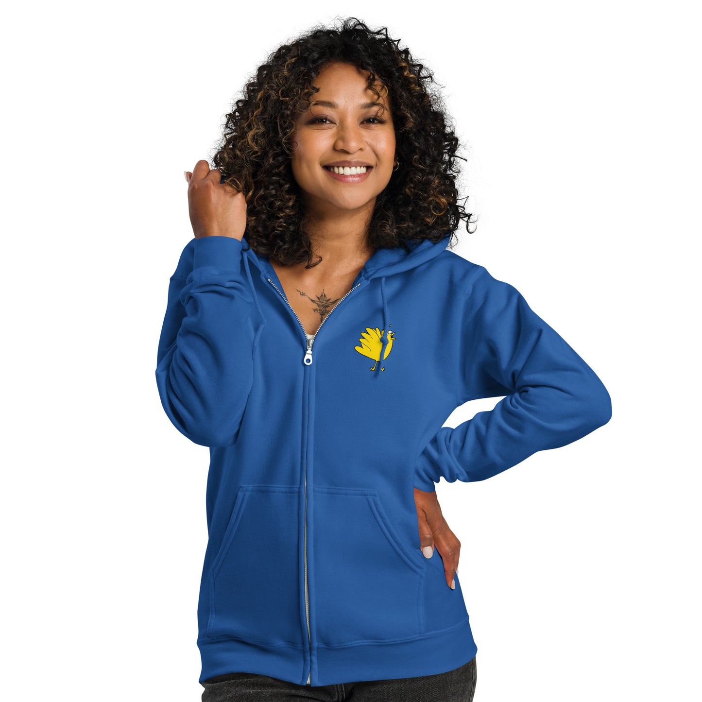 A Flocking Wise Bird Unisex heavy blend zip hoodie (yellow logo)