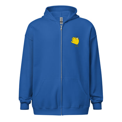 A Flocking Wise Bird Unisex heavy blend zip hoodie (yellow logo)