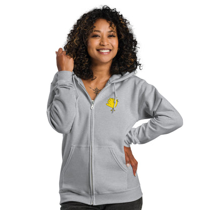 A Flocking Wise Bird Unisex heavy blend zip hoodie (yellow logo)