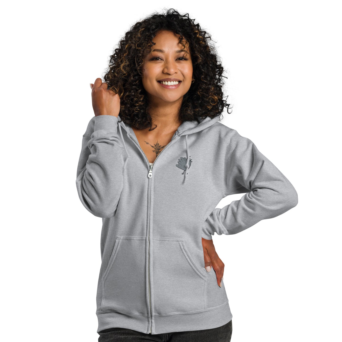 A Flocking Wise Bird Unisex heavy blend zip hoodie (Grey Embroidered Logo)