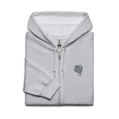 A Flocking Wise Bird Unisex heavy blend zip hoodie (Grey Embroidered Logo)