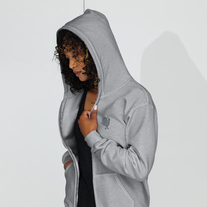 A Flocking Wise Bird Unisex heavy blend zip hoodie (Grey Embroidered Logo)