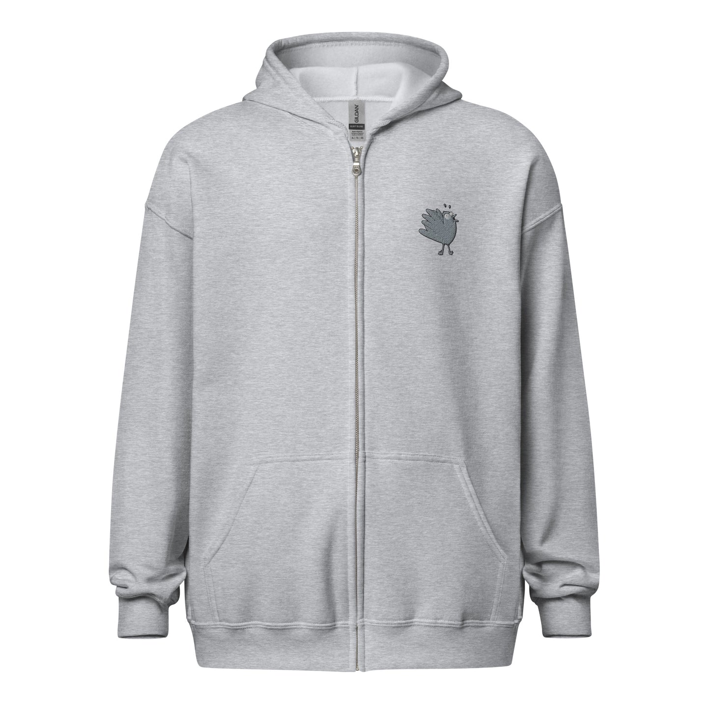 A Flocking Wise Bird Unisex heavy blend zip hoodie (Grey Embroidered Logo)