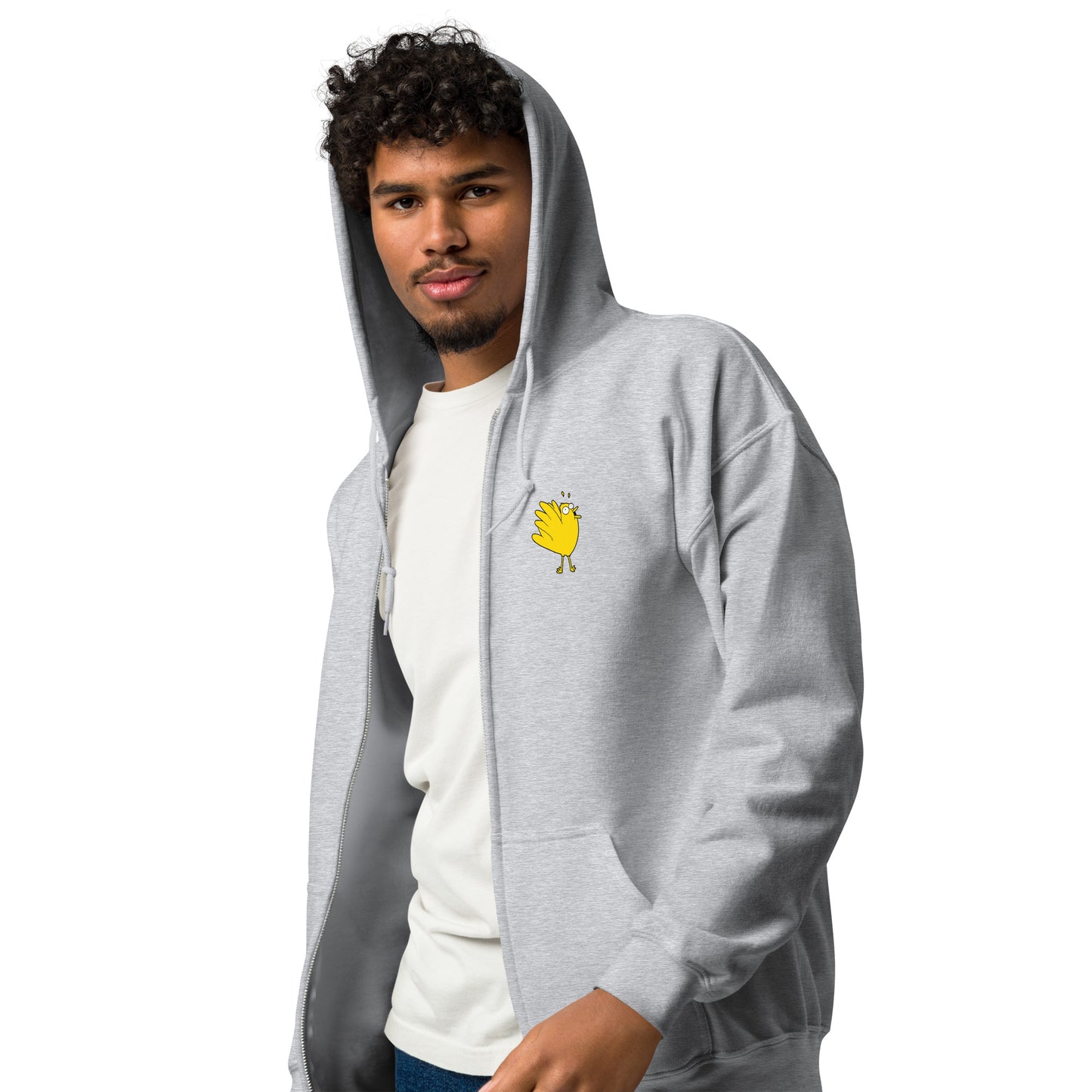 A Flocking Wise Bird Unisex heavy blend zip hoodie (yellow logo)