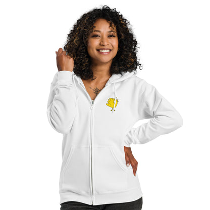 A Flocking Wise Bird Unisex heavy blend zip hoodie (yellow logo)