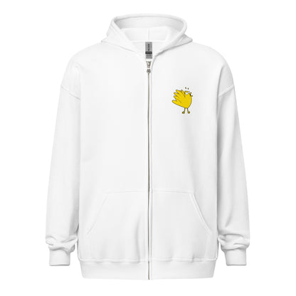 A Flocking Wise Bird Unisex heavy blend zip hoodie (yellow logo)