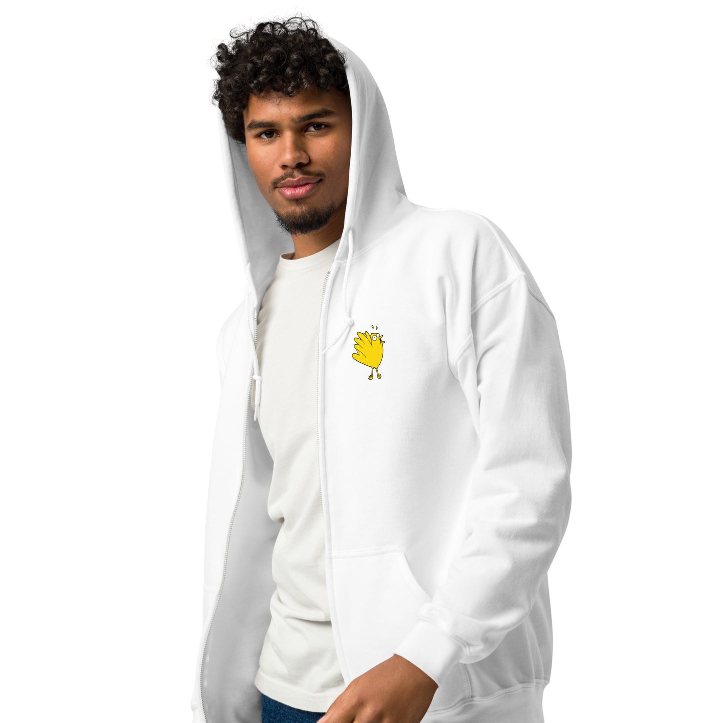 A Flocking Wise Bird Unisex heavy blend zip hoodie (yellow logo)